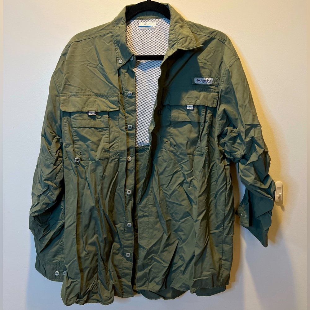 Columbia PFG Shirt Men's Large Vented Long Sleeve Button Up Fishing